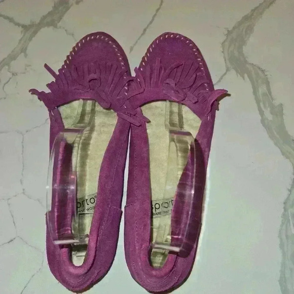 Sporto Suede Moccasins Slip On Loafers Womens Size 9 Fushia Pink - Picture 6 of 8